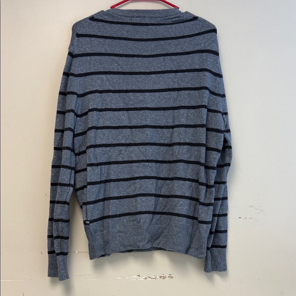 Nautica Men's Blue and Black Striped Crewneck Sweater - Picture 2 of 3